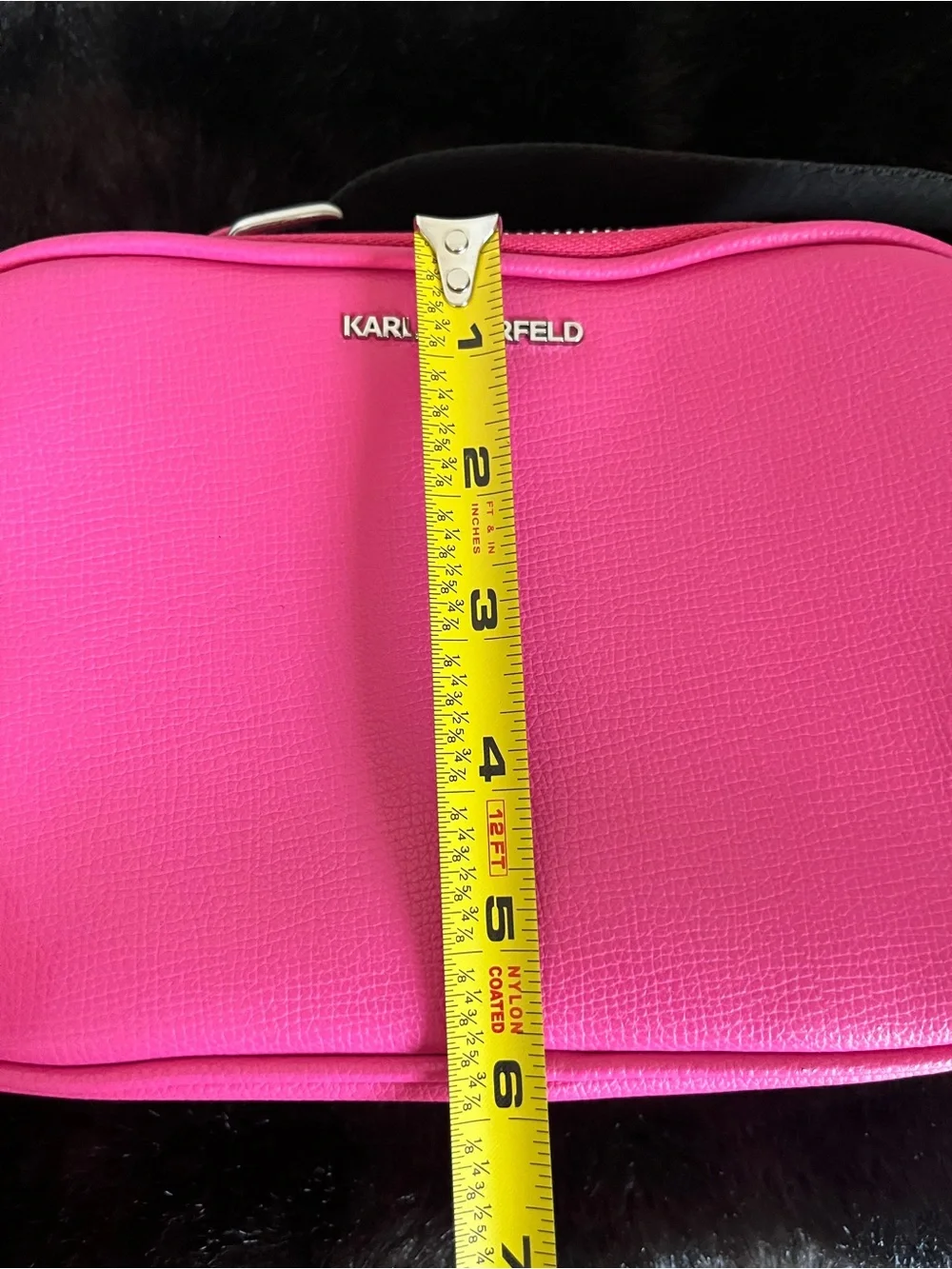 Karl Lagerfeld Vibrant Pink Pebble Crossbody Bag with Branded Strap